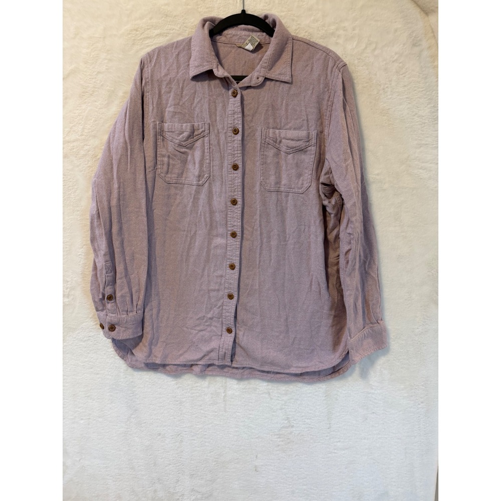 Duluth Trading Co Womens XL Free Swingin Flannel Shirt Purple Cotton Pockets